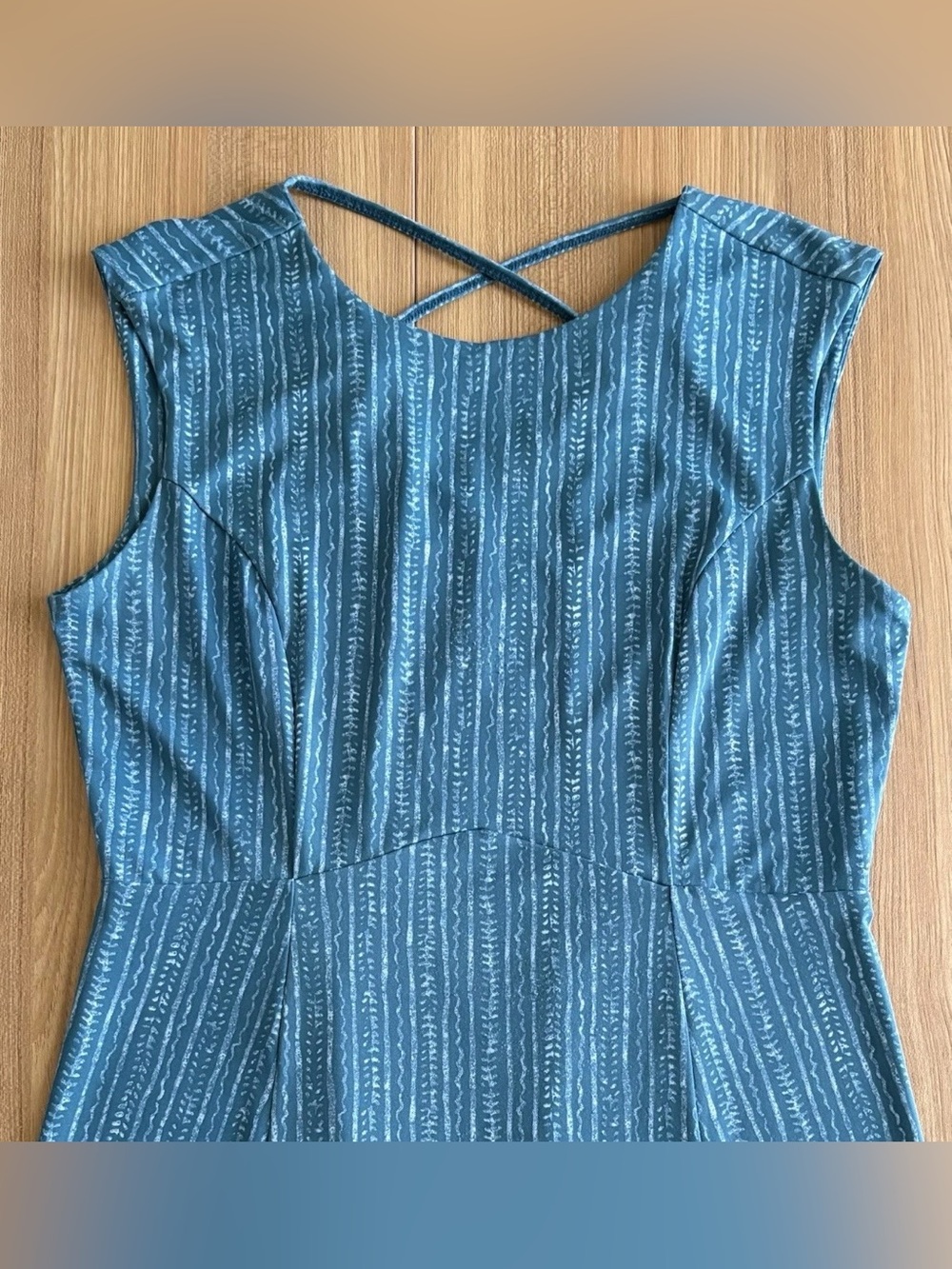 Title Nine Steadfast Convertible Dress M Ajrak Stripe Teal Stretchy Outdoors - Picture 5 of 13